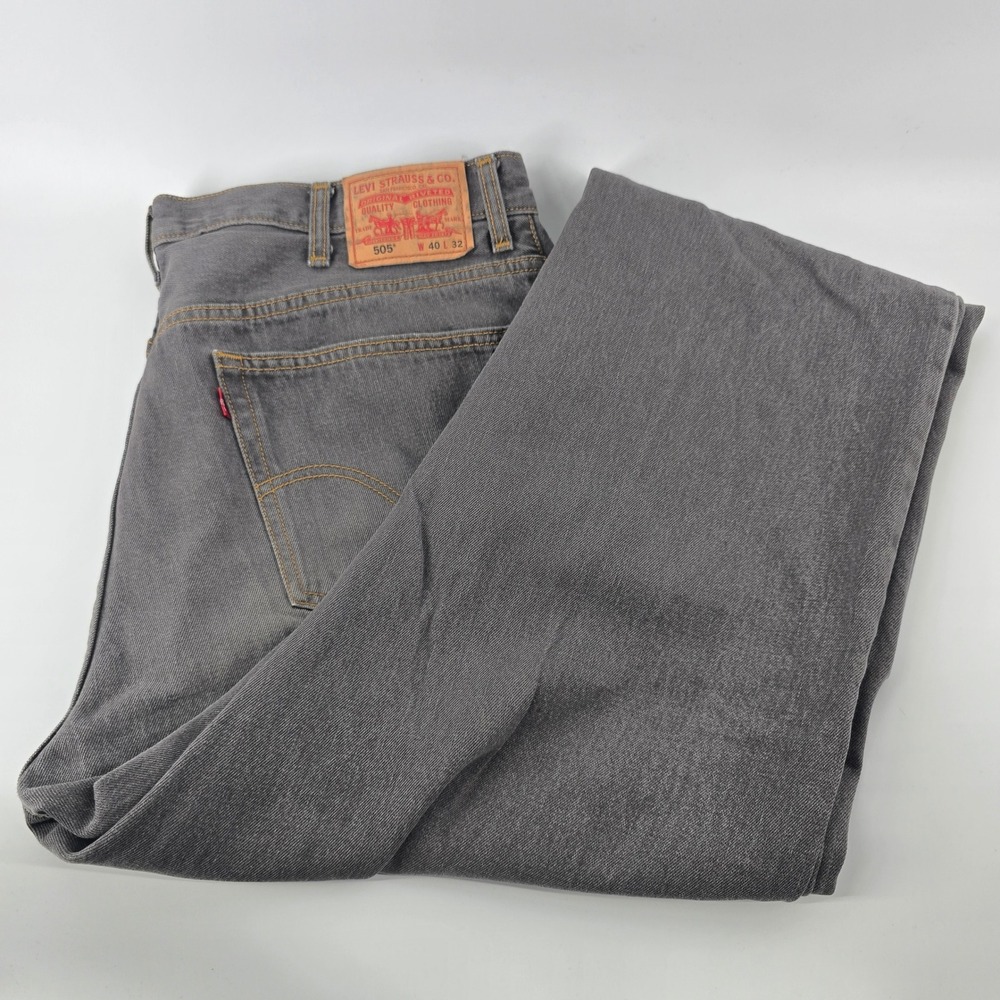 Levi's 505 Jeans Mens 40x32 Gray Regular Fit Straight Leg Denim Pants